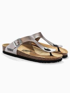 Sunbay Japonki "Camelia" w kolorze srebrnym rozmiar: 41. Szare klapki Sunbay, bez wzorów, z otwartym noskiem, bez obcasa. Za 162,49 zł.