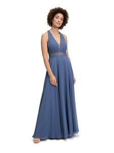 Vera Mont Sukienka w kolorze niebieskoszarym rozmiar: 36. Niebieskie sukienki Vera Mont, bez wzorów, z koronki, bez kołnierzyka, bez ramiączek, maxi. Za 404,99 zł.