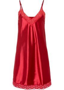 Ozdobna koszulka nocna. Czerwone koszule nocne bonprix, bez wzorów, z koronki, bez ramiączek. Za 99,99 zł.