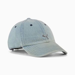 Czapka z daszkiem unisex Puma WARDROBE ESS METAL niebieska 02596807. Niebieskie czapki Puma, bez wzorów, z bawełny, eleganckie. Za 93,48 zł.