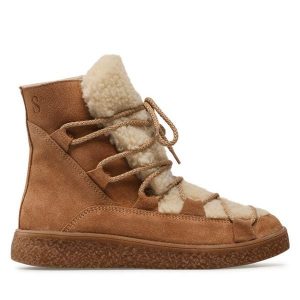 Śniegowce Simple. Brązowe buty zimowe Simple, bez obcasa, bez zapięcia. Za 599,00 zł.