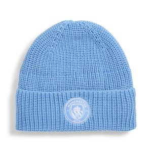Czapka beanie Essentials Manchester City PUMA Team Light Blue White. Białe czapki Puma, bez wzorów, sportowe. Za 109,00 zł.