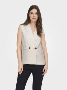 ONLY Kamizelka Caro 15278794 Biały Loose Fit. Białe kamizelki ONLY, bez wzorów, z wiskozy, bez kołnierzyka, bez ramiączek, bez kaptura. Za 129,99 zł.