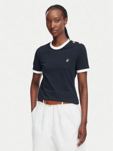 Beverly Hills Polo Club T-Shirt P-SS26W-TS0104 Granatowy Regular Fit. Niebieskie t-shirty Beverly Hills Polo Club, s, bez wzorów, z bawełny, bez kołnierzyka, bez ramiączek. Za 118,99 zł.