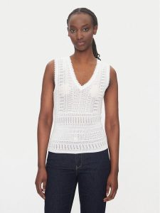 Morgan Top 242-MUSHU Biały Slim Fit. Białe topy Morgan, s, bez wzorów, z syntetyku, bez kołnierzyka, bez ramiączek. Za 129,99 zł.