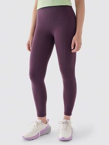 4F Legginsy sportowe w kolorze fioletowym rozmiar: M. Różowe legginsy 4f, m, bez wzorów, z materiału, z podwyższonym stanem, outdoorowe. Za 105,38 zł.