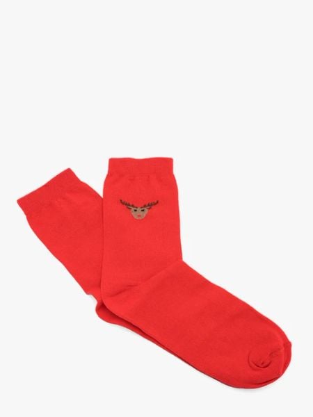 Świąteczne skarpety unisex. Czerwone skarpetki Ryłko, bez wzorów, z bawełny. Za 24,99 zł.
