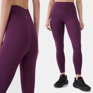 LEGGINSY DAMSKIE 4F TRENINGOWE WYSOKI STAN NA SIŁOWNIĘ NA CO DZIEŃ. Legginsy 4f, bez wzorów, z materiału, z podwyższonym stanem, długie. Za 119,99 zł.