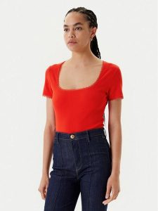 Morgan T-Shirt 232-DLUBI Pomarańczowy Slim Fit. Brązowe t-shirty Morgan, xl, bez wzorów, z bawełny, bez kołnierzyka, bez ramiączek. Za 119,99 zł.