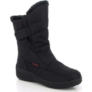 Kimberfeel Kozaki zimowe "Leaya" w kolorze czarnym rozmiar: 38. Czarne kozaki Kimberfeel, na zimę, bez wzorów, z materiału, z okrągłym noskiem, bez obcasa, bez zapięcia. Za 258,45 zł.