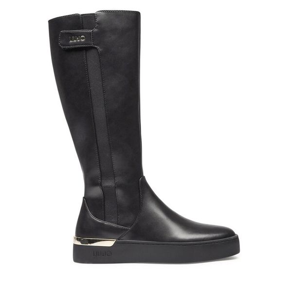 Kozaki Liu Jo. Czarne kozaki Liu Jo, bez wzorów, bez obcasa, na płaskiej podeszwie, bez zapięcia. Za 659,99 zł.