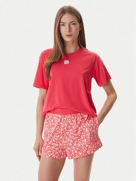 DKNY Piżama YI90095 Koralowy Regular Fit. Pomarańczowe piżamy DKNY, bez wzorów, z bawełny, bez ramiączek. Za 279,99 zł.