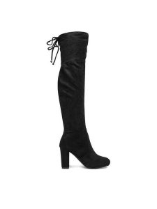 DeeZee Kozaki HX22071-12 Czarny. Czarne kozaki DeeZee, bez wzorów, z materiału, bez obcasa, na szpilce, bez zapięcia. Za 229,99 zł.