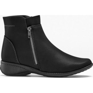 Botki. Czarne botki bonprix, bez wzorów, bez obcasa, bez zapięcia. Za 132,99 zł.