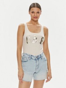 Gap Top 715017-03 Écru Slim Fit. Topy GAP, s, bez wzorów, z syntetyku, bez kołnierzyka, bez ramiączek. Za 99,99 zł.