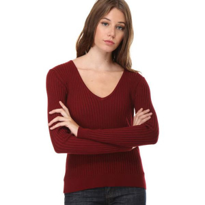Sweter w kolorze bordowym. Czerwone swetry klasyczne marki William de Faye, z kaszmiru. W wyprzedaży za 113,95 zł.