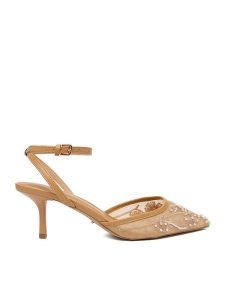 DeeZee Czółenka CEO-CD25-09-3 Beżowy. Brązowe czółenka DeeZee, bez wzorów, z materiału, bez obcasa, bez zapięcia. Za 159,99 zł.