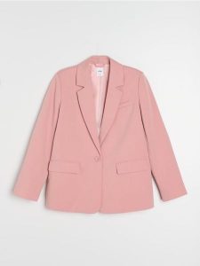 Marynarka z domieszką wiskozy - różowy. Czerwone marynarki i żakiety Sinsay, l, bez wzorów, z wiskozy. Za 79,99 zł.