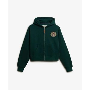 Damska bluza z kapturem zapinana na zamek Superdry Country Club Ziphood. Zielone bluzy Superdry, bez wzorów, z kapturem. Za 338,85 zł.