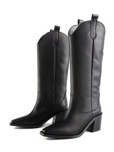 Loft37 Skórzane kowbojki "Euphoric Nights" w kolorze czarnym rozmiar: 37. Czarne buty zimowe Loft37, bez obcasa, bez zapięcia. Za 655,78 zł.