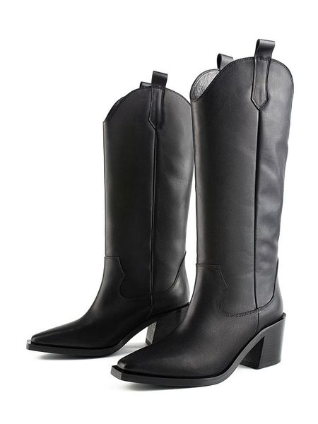 Loft37 Skórzane kowbojki "Euphoric Nights" w kolorze czarnym rozmiar: 37. Czarne buty zimowe Loft37, bez obcasa, bez zapięcia. Za 414,33 zł.