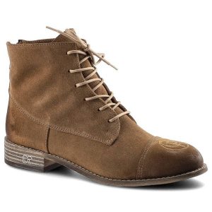 Rude Botki Carinii Damskie Wygodne Buty Jesienne. Brązowe botki Carinii, na jesień, bez wzorów, ze skóry, bez obcasa, na płaskiej podeszwie, bez zapięcia. Za 279,00 zł.