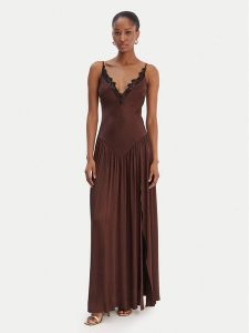 Bardot Sukienka wieczorowa Aderia 60248DB Brązowy Slim Fit. Brązowe sukienki Bardot, bez wzorów, z wiskozy, wizytowe, bez kołnierzyka, bez ramiączek. Za 657,99 zł.