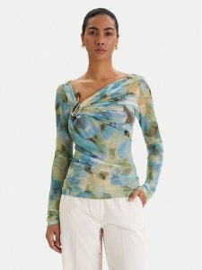 Bardot Bluzka Marisol 60306TB Zielony Slim Fit. Zielone bluzki Bardot, xl, bez wzorów, z syntetyku, bez kołnierzyka, bez ramiączek. Za 399,99 zł.