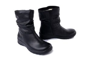 RIEKER TEX Z7193-00 black, botki damskie. Czarne botki Rieker, na zimę, bez wzorów, bez obcasa, na koturnie, bez zapięcia. Za 399,90 zł.