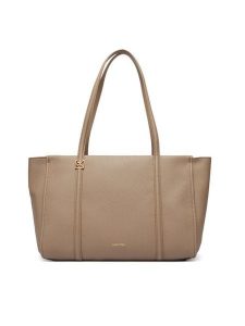 Calvin Klein Torebka Emblem Hw Pebble Tote LV04F3424G Beżowy. Brązowe shopper bag Calvin Klein, bez wzorów, ze skóry, bez dodatków. Za 649,99 zł.