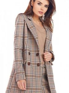 Żakiet Model A364 Brown Krata - awama. Brązowe marynarki i żakiety Awama, l, bez wzorów, z elastanu, eleganckie. Za 432,40 zł.