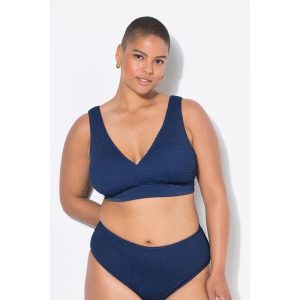Damska Góra od bikini miękkie miseczki drobna faktura. Niebieskie bikini Ulla Popken, bez wzorów, z elastanu. Za 143,99 zł.