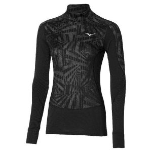 Termiczna koszulka damska Mizuno V. G4. Czarne bluzki Mizuno, bez wzorów, sportowe, bez kołnierzyka, bez ramiączek. W wyprzedaży za 270,50 zł.