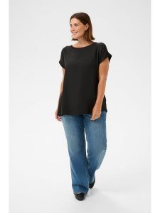 KAFFE curve Bluzka w kolorze czarnym rozmiar: 46. Czarne bluzki KAFFE curve, bez wzorów, bez kołnierzyka, bez ramiączek. Za 104,99 zł.
