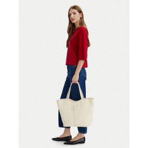 Torebka BOSS. Białe shopper bag Boss, bez wzorów, bez dodatków. Za 738,99 zł.
