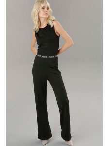 Aniston Kombinezon w kolorze czarnym rozmiar: 38. Czarne kombinezony Aniston, bez wzorów, bez kołnierzyka, bez ramiączek. Za 69,58 zł.