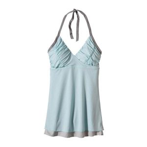 Koszulka bez rękawów damska Patagonia Layered Mesh Halter Top PLRB. Niebieskie topy Patagonia, l, bez wzorów, z meshu, sportowe, bez kołnierzyka, bez ramiączek. Za 164,14 zł.