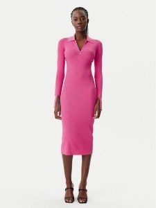 Patrizia Pepe Sukienka dzianinowa 8A1491/K078-R846 Różowy Slim Fit. Czerwone sukienki Patrizia Pepe, bez wzorów, z dzianiny, bez kołnierzyka, bez ramiączek. Za 599,99 zł.
