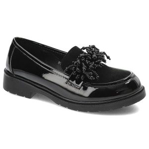 Czarne Półbuty S.Barski Eleganckie Mokasyny Damskie. Czarne półbuty S.BARSKI, z aplikacjami, z gumy, bez obcasa, na obcasie, bez zapięcia. Za 129,00 zł.