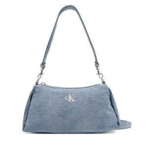 Torebka Calvin Klein. Niebieskie torebki klasyczne Calvin Klein, bez wzorów, z denimu, bez dodatków. Za 259,99 zł.