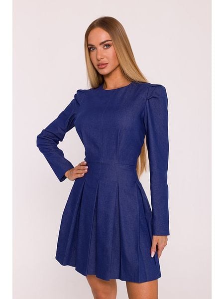 Made of emotion Sukienka w kolorze niebieskim rozmiar: XL. Niebieskie sukienki Made Of Emotion, xl, bez wzorów, bez kołnierzyka, bez ramiączek, mini. Za 269,75 zł.