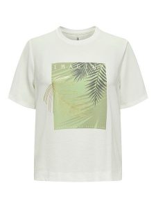 ONLY Koszulka "New Flora" w kolorze białym rozmiar: XL. Białe bluzki ONLY, xl, bez wzorów, bez kołnierzyka, bez ramiączek. Za 81,45 zł.