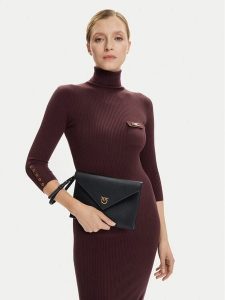 PINKO Torebka Flat Purse Handle AI 25-26 PCPL104820 A0F1 Czarny. Czarne torebki wieczorowe Pinko, bez wzorów, ze skóry, bez dodatków. Za 509,99 zł.