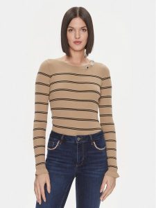 Liu Jo Sweter MF3001 MS99E Brązowy Slim Fit. Brązowe swetry klasyczne Liu Jo, l, z syntetyku, bez kołnierzyka. Za 399,99 zł.