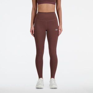 Legginsy damskie New Balance WP41237LIE – brązowe. Brązowe legginsy New Balance, bez wzorów, z materiału, z podwyższonym stanem. Za 169,99 zł.