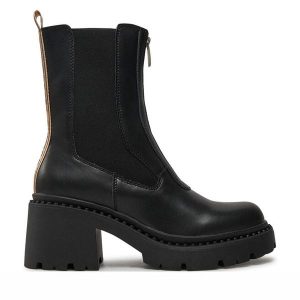 Botki Pepe Jeans. Czarne botki Pepe Jeans, bez wzorów, z jeansu, bez obcasa, na słupku, bez zapięcia. Za 569,99 zł.