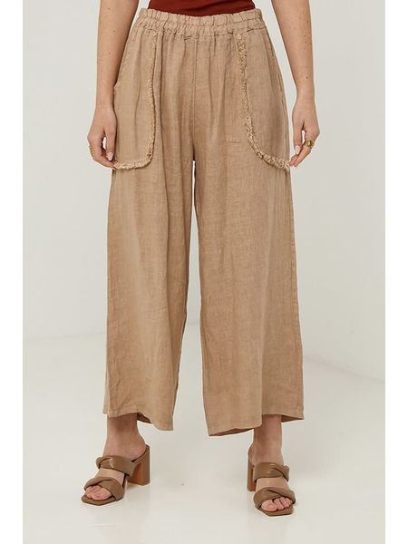 Rodier Lin Lniane spodnie w kolorze karmelowym rozmiar: S/M. Brązowe spodnie z wysokim stanem Rodier Lin, bez wzorów, ze lnu, z podwyższonym stanem. Za 130,50 zł.