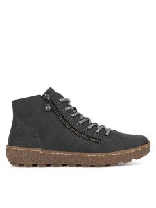 Rieker Botki N1020-45 Szary. Szare botki Rieker, bez wzorów, z materiału, bez obcasa, na płaskiej podeszwie, bez zapięcia. Za 251,99 zł.