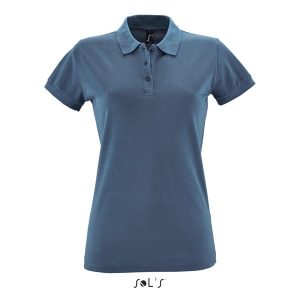 Damska koszulka polo Sol's Perfect. Niebieskie bluzki SOL'S, s, bez wzorów, bez kołnierzyka, bez ramiączek. Za 106,50 zł.