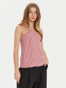 Motivi Top G242W003241N Różowy Slim Fit. Czerwone topy Motivi, bez wzorów, z syntetyku, bez kołnierzyka, bez ramiączek. Za 179,99 zł.